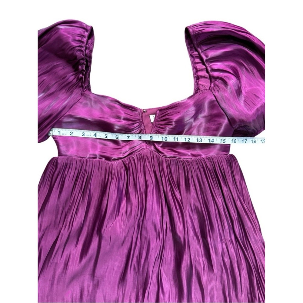 Storia Satin Puff Sleeve Babydoll Mini Dress - Magenta - Medium Coquette Barbie - Picture 4 of 8